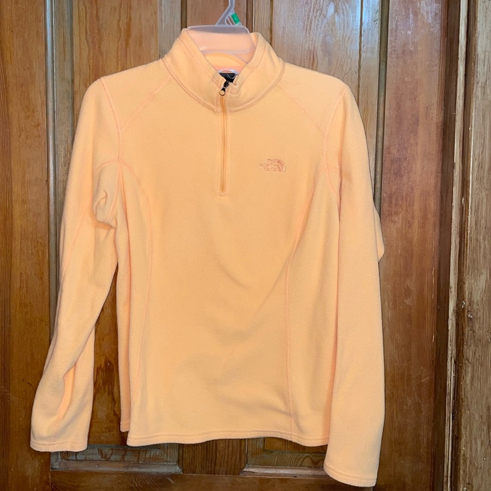 North Face 1/4 fleece zip. Neon orange.